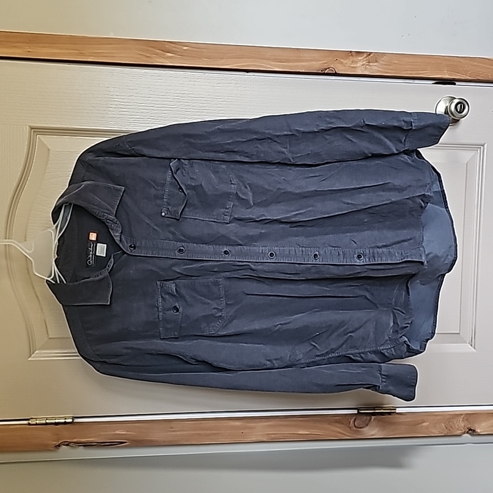 Quicksilver waterman collection corduroy navy blue button down shirt XXL/T